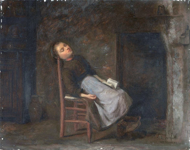 SAMUEL POLLARD Oil Painting Tired Out Portrait 19th
