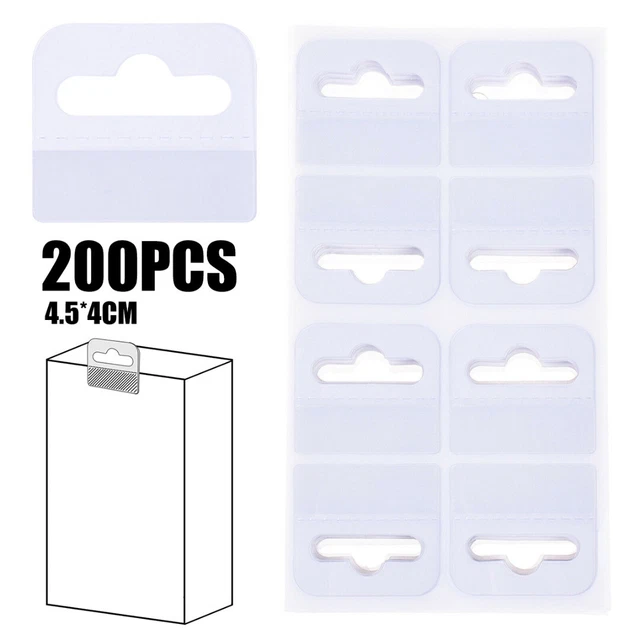 200pcs New PVC Slot Hole Adhesive Hang Tabs Tags Hook For Store Retail G US0