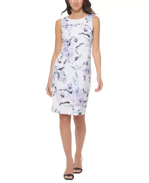 Calvin Klein NWT OPAL MULTI Printed Sleeveless Sheath Crepe Dress, 2,12,16