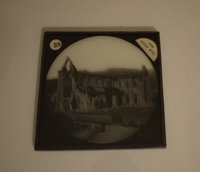 ANTIQUE Magic Lantern Slide TINTERN ABBEY FROM SW C1888 VICTORIAN PHOTO WALES 2