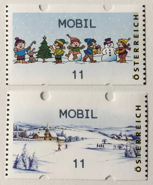 Österreich: ATM Winter MiNr. 8.1. und 9.1 je XXXI - Zudruck „MOBIL“ - KW: 110€