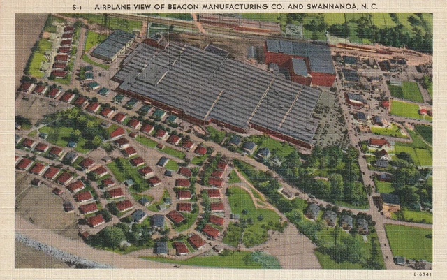 Postcard Airplane View Beacon Village Manufacturing Swannanoa North Carolina NC