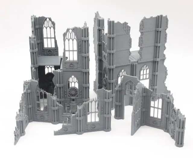 Grande pacchetto di edifici gotici in rovina terreno paesaggistico per giochi di guerra in miniatura 2