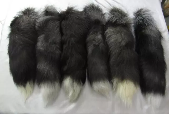 1pc Natural Silver Fox Real Fox Tail Fur Key Chains  Fur Tails