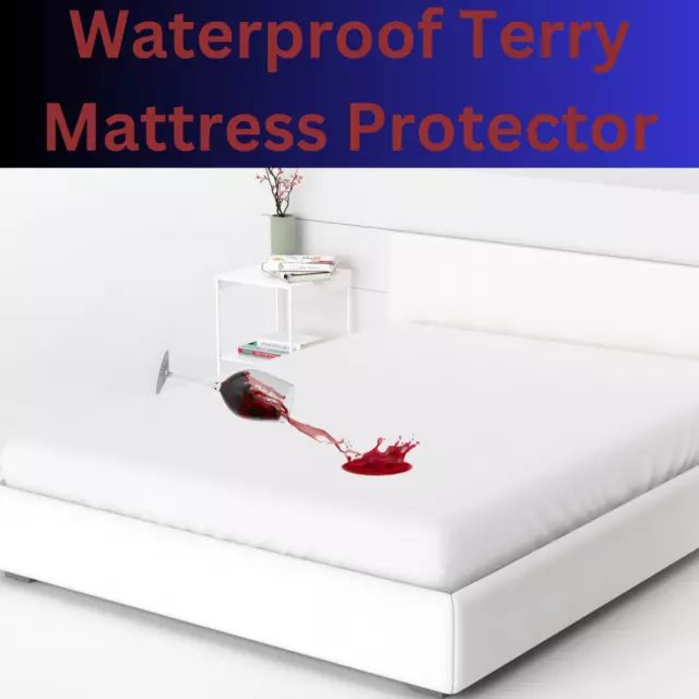 Waterproof Terry Mattress Protector Extra Deep Fitted Bed Sheet Cover Noiseless