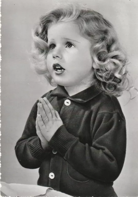 C1 - Cp Cartolina Fotografica Bambina in Preghiera - Fg Vg 1954