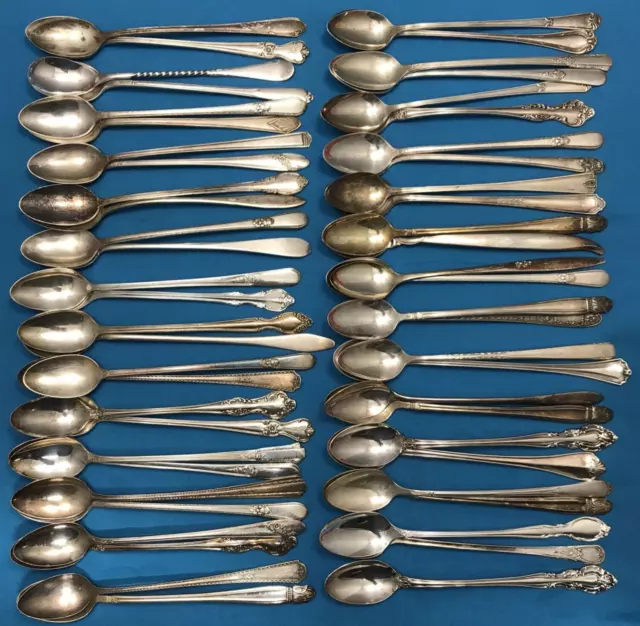 50 Pc Antique to Vintage Silverplated  ICED TEA SPOONS No Monograms