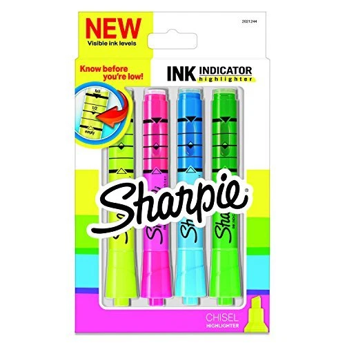 Ink Indicator Tank Highlighters, Chisel Tip, Assorted Fluorescent, 4 ...
