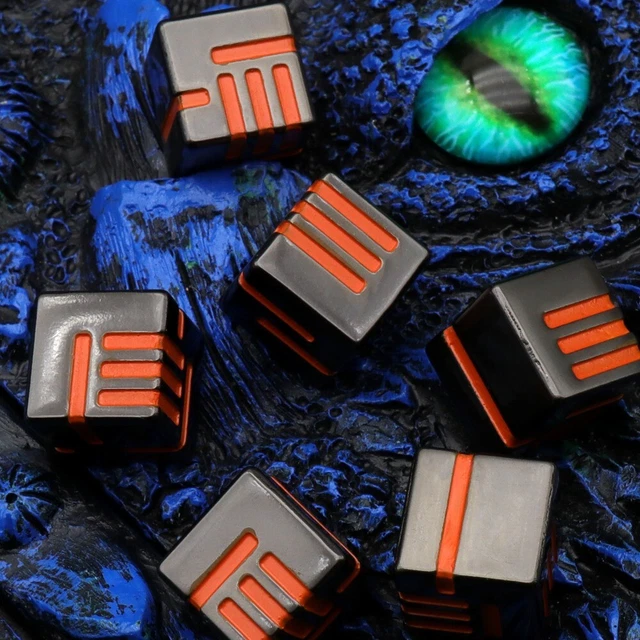 Juego de dados de metal para Dungeons and Dragons D6 6 piezas metal sólido 6 lados