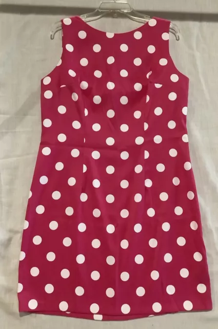 Alyx*Women’s Sleeveless Polka Dot Sheath Dress Stretch*Pink*Size 16