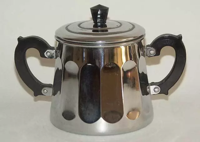 Französische Art Deco Zuckerdose um 1930 Bakelit chrom