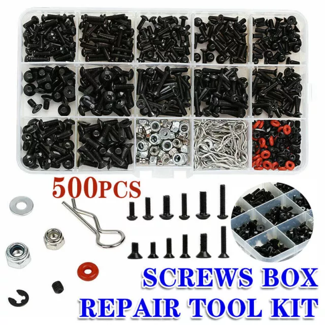 500PCS/Set RC Screws Box Repair Tool Kit for 1/10 HSP RC Car DIY Accessories AU