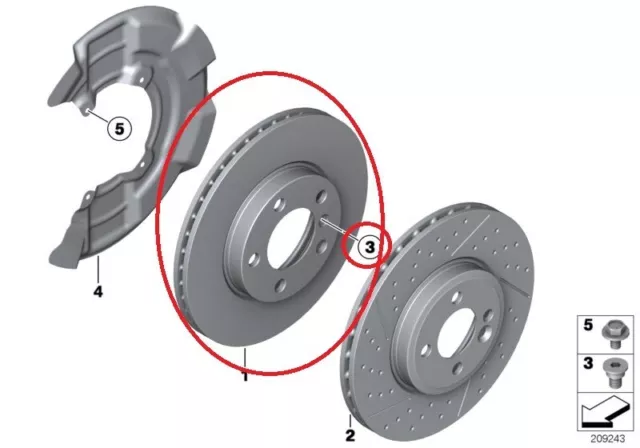 GENUINE BMW MINI R60 R61 Cooper S, JCW, Front Brake Discs 34119811538. PAIR. 17D 3