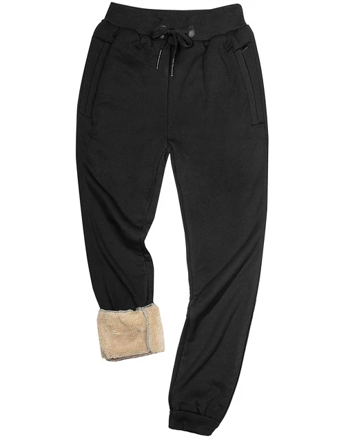 Yeokou Mens Casual Warm Sherpa Lined Elastic Waist Pant Trousers Joggers (Small,