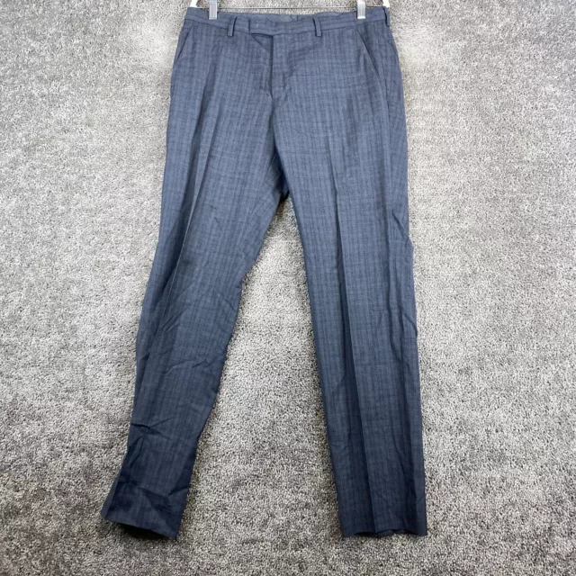 Boss Hugo Boss Dress Pants Size 32 Gray Flat Front Slash Pocket Virgin Wool