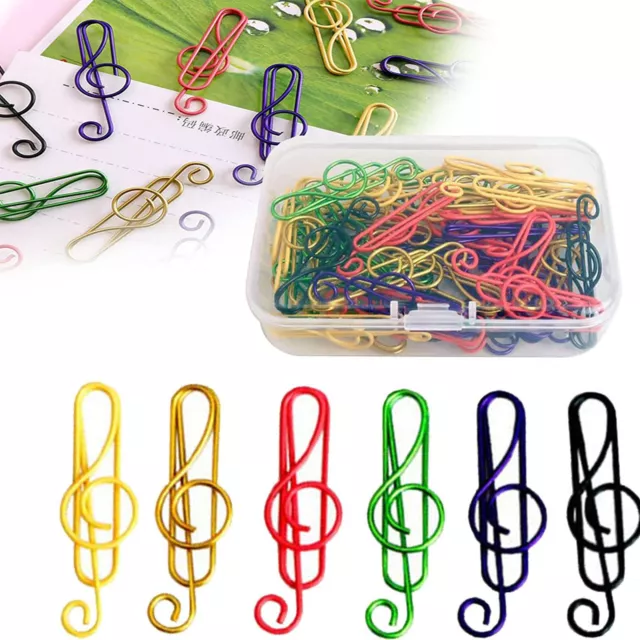 Metal Music Note Shape Paper Clips Office School Supplies Bookmark Binder 50x