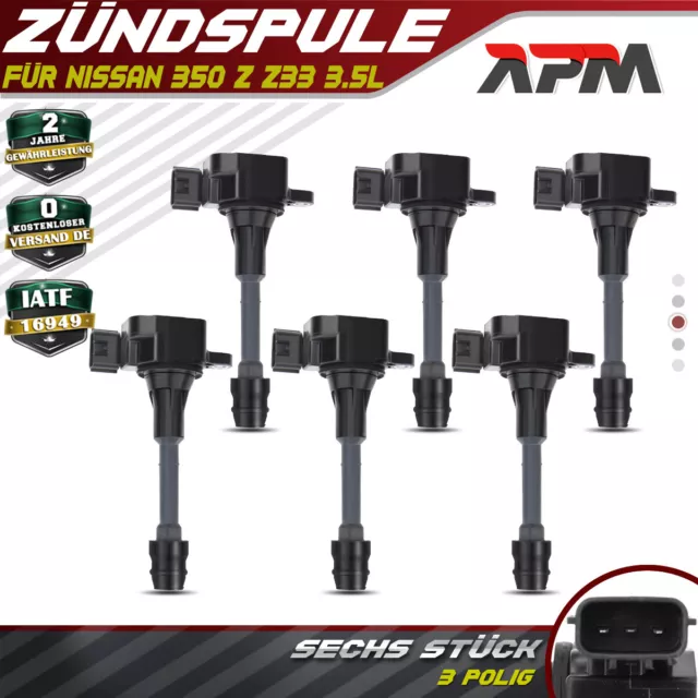 6x Zündspule Zündspuleneinheit für Nissan 350Z Roadster Z33 2002-2006 V6 3.5L