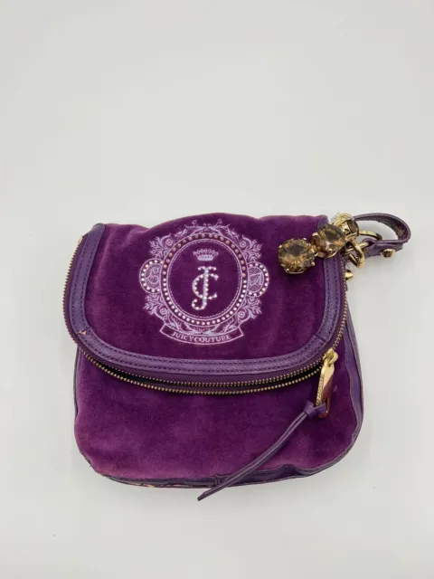 Vintage Juicy Couture Velour Purple Velvet Shoulder Crossbody Purse Handbag