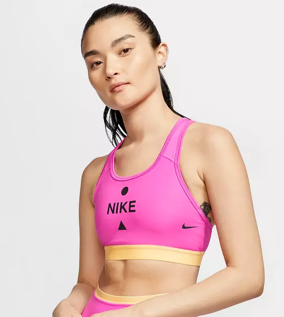 Nike Swoosh Icon Sports Bra Small Gym Medium Support Training Cd9503-623 Pink