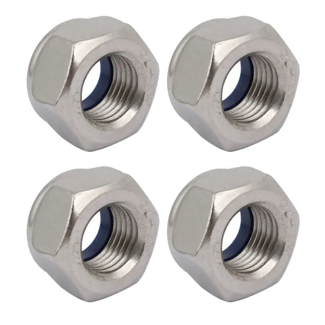 4pcs M14 x 1.5mm Pitch Metric Fine Thread 304 Stainless Steel Hex Lock Nuts