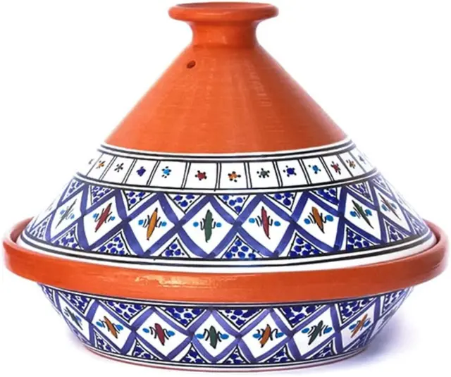 Moroccan Hand Made Tagine Pot Ceramic Slow Cooking Medium Supreme Bohemian Blue