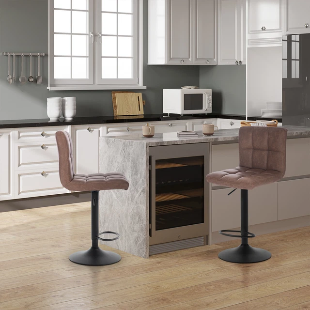 Set Di 2 Sgabelli Da Bar Moderni Con Schienale - Regolabili, Girevoli, Colore Bianco