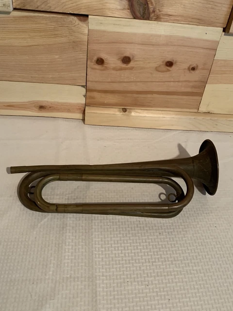 Vintage Brass Bugle No Mouth Piece Tarnished Sold As Is