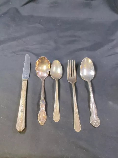 Mixed Lot 5 Piece WM ROGERS Silverware Flatware Silver plated Vintage Spoon Fork