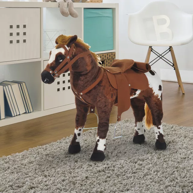 Spielpferd Reitpferd für 3+ Jahre Kinder mit Pferd Sound Plüschtier Braun+Weiß 3