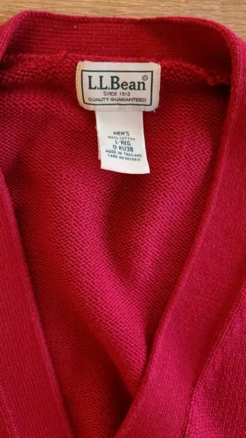LL BEAN MEN’S Cardigan Knit Sweater Size Large Button Up Cotton V Neck ...