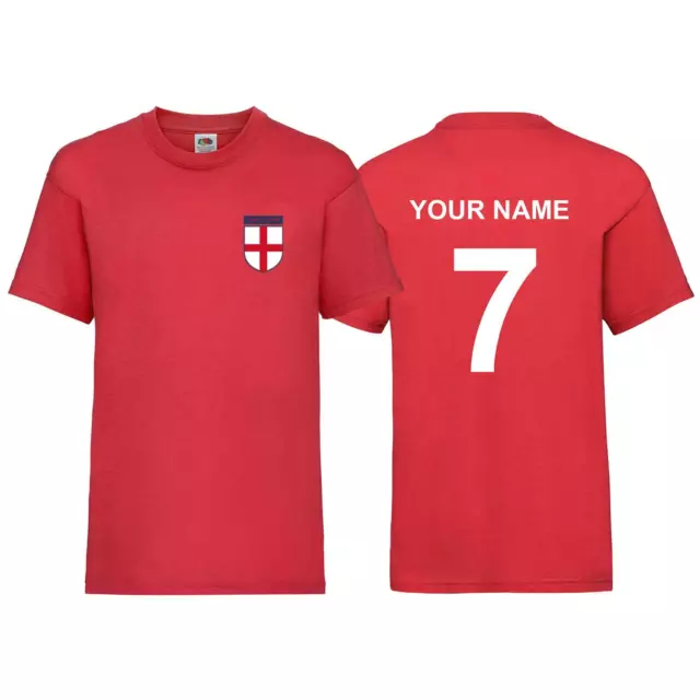 Mens Ladies Unisex Personalised England Football Cotton T-Shirt Number Name Top