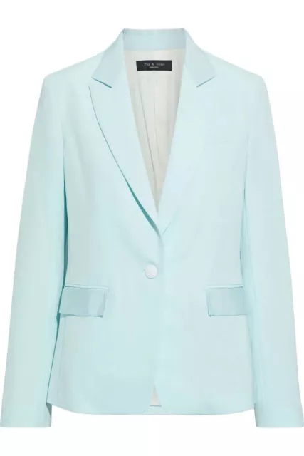 New RAG & BONE Rylie Grosgrain Trimmed Wool Blend Blazer Sky Blue Sz 2 Org$550