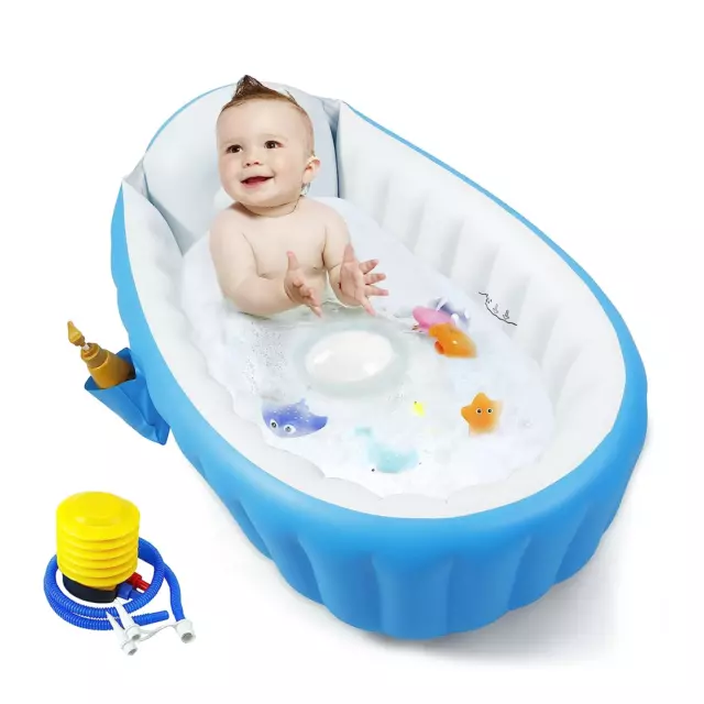 Baby Inflatable Bathtub, Portable Travel Baby Infant Bath Tub Toddler Bathtub wi