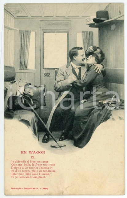 1900 ca FRANCE HUMOUR En wagon - IX - Je défendis ma cause *Postcard A. BERGERET