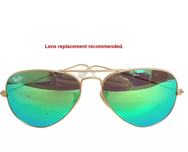 Ray-Ban RB 3025 112/19 Aviator Sunglasses Matte Gold Green 55mm (Small) Blemish