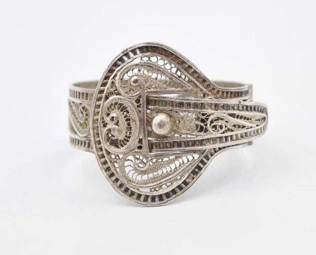 Bracelet Ancien En Argent Massif Et Or 18 Carats - Poinçon Argent Et Aigle - Occasion Vintage