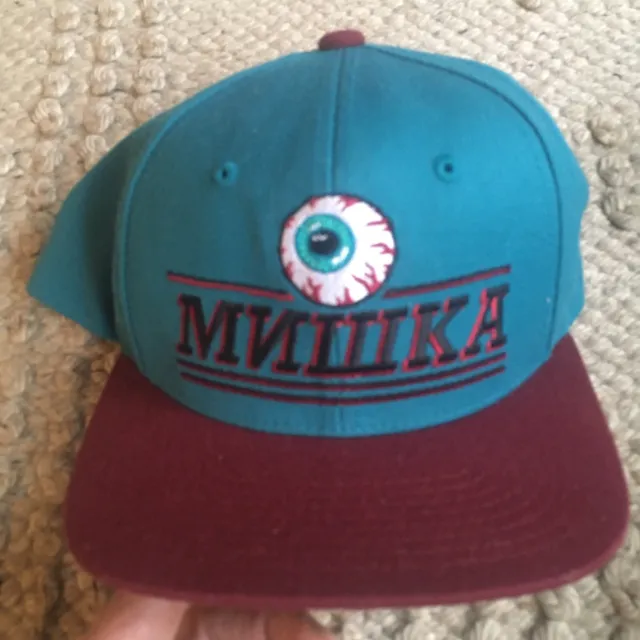 Vtg Mishka MNWKA Eyeball Script Starter the natural wool Snapback Hat Cap NWOT