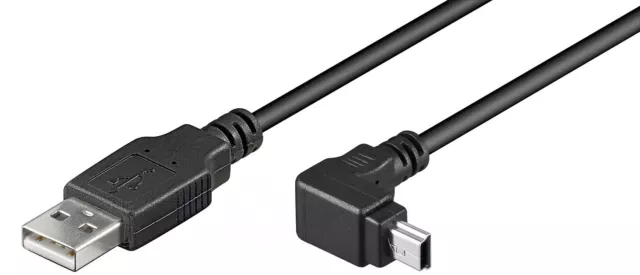 USB 2.0 Hi-Speed Kabel; USB MINI-B 5 pin 180 SCHWARZ 90° 1.8m