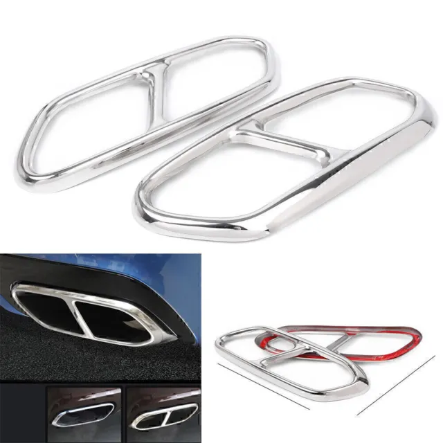 2PCS Fashion Rear Back Exhaust End Pipe Cover Trim for Volvo XC60 2018-20 Chrome