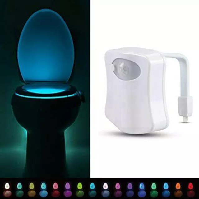 Veilleuse LED cuvette toilette WC détecteur mouvement 8 couleurs