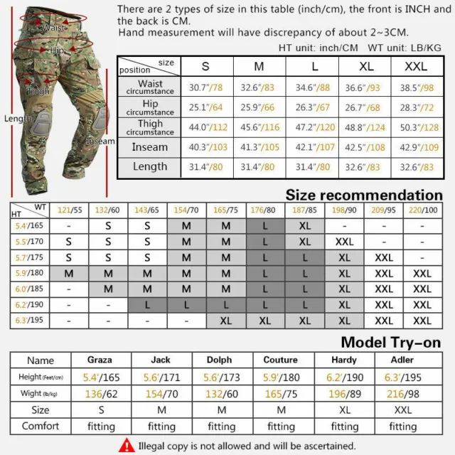 IGEAR Uomo Pantaloni Cargo Airsoft Gen3 Pantaloni Esercito Tattico G3 Pantaloni Militari Mimetici 2