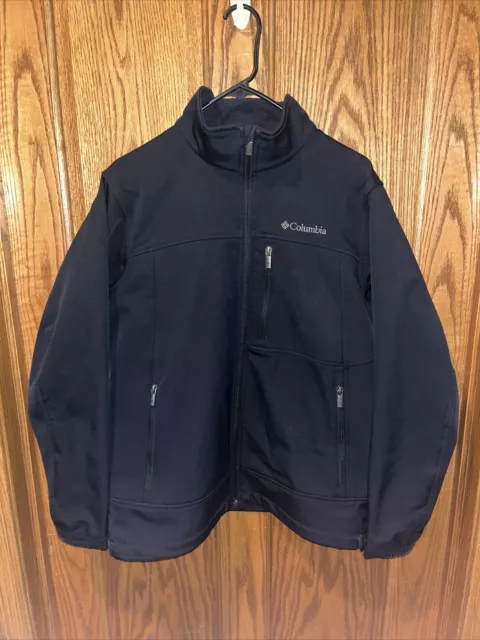 Columbia Jacket Adult Medium Black Softshell Full Zip Coat Outdoors Fleece Mens