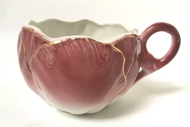 Tasse A Dejeuner Chocolat Luneville K Et G Faience France Rose Barbotine Antique