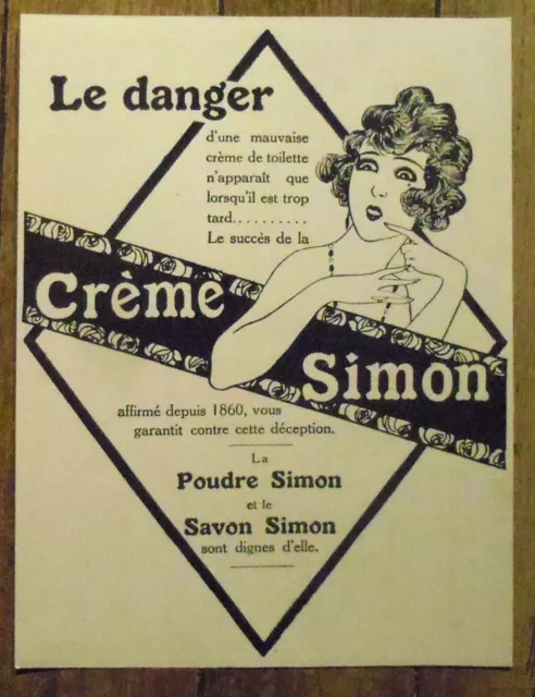 PUBLICITE CREME POUDRE SIMON BEAUTE PEAU BEAU TEINT    advertising 1924