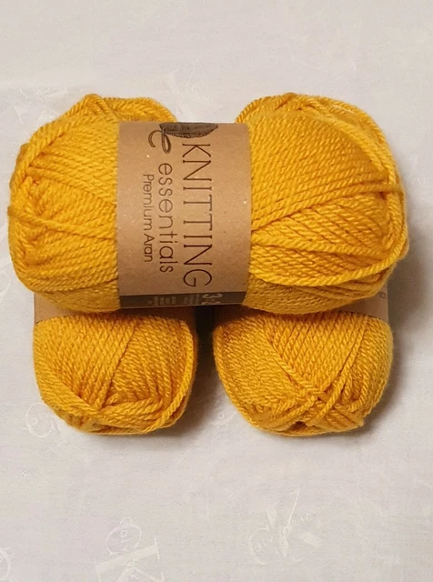 3 X KNITTING Essentials Job Lot Premium Aran Wool Mustard Colour