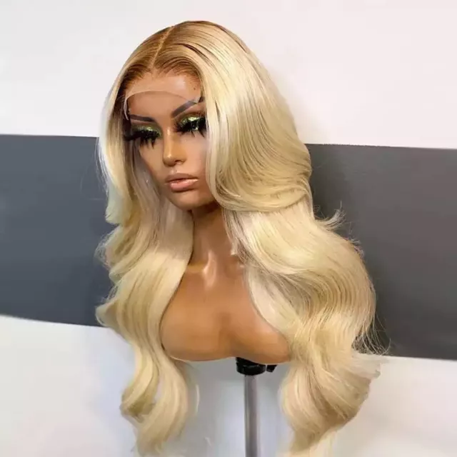 Blonde Lace Front Wig Straight Human  Hair Real