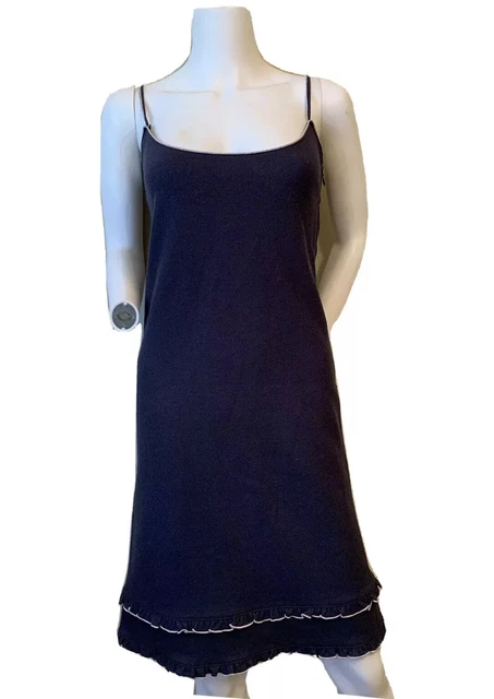 JILL STUART Size 2 Spaghetti Strap Gray Dress Wool Blend Pink Trim Vintage.