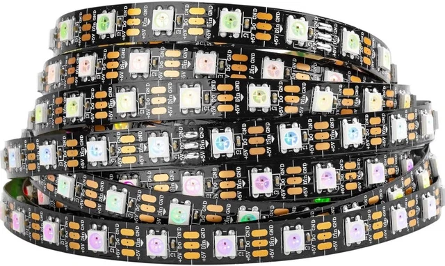 Striscia LED RGB WS2812B flessibile indirizzabile individualmente, PCB nero Dream Color Strip IP65, impermeabile, progetto fai da te con controllo (DC 5 V), per TV, feste, Natale, ecc. (1 m, 30 LED/m