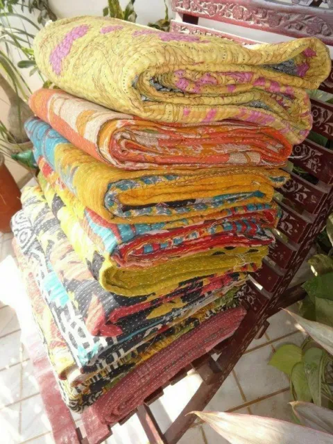 Wholesale Lot Indian Kantha Vintage Blanket Throw Quilt Hippy Bohemian Bedsprea