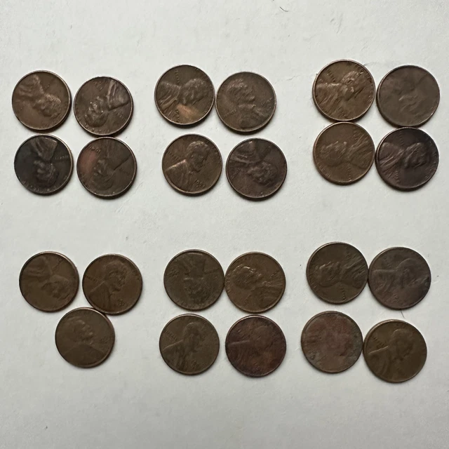 1940’s-1950’s Lincoln Wheat Pennies 23 One Cent Coins